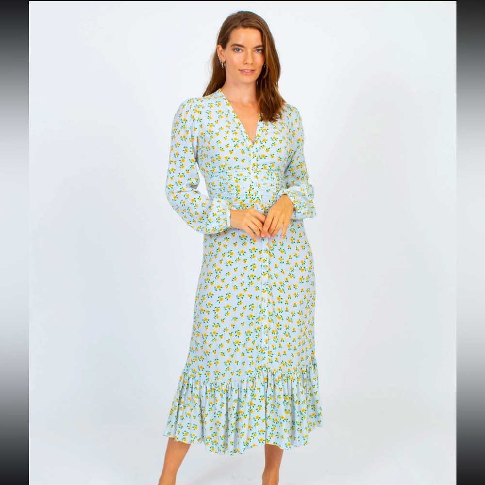 [By Timo] Blue Floral Button Down Midi Dress - Size XS NWT